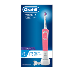 Oral-B Vitality 100 Pink 3D White electric toothbrush 1piece - προσφέρει κλινικά αποδεδειγμένο ανώτερο καθαρισμό