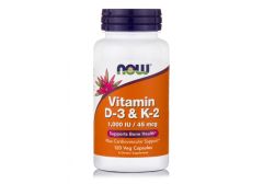 Now Vitamin D-3 (1000IU) & K-2 (45μg) 120.veg.caps - Η βιταμίνη D-3 χρειάζεται την παρουσία της βιταμίνης K-2