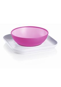 Mam Baby's Bowl and plate pink 1.set - Σετ πιατάκι και μπωλ