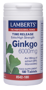 Lamberts Ginkgo 6000mg extra strength 180tabs - Τζιγκο Μπιλομπα εξαιρετικά υψηλής ισχύος