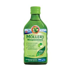Moller's Cod Liver Oil Apple flavor 250ml - Συνδυασμός Φυσικών Ω-3 Λιπαρών Οξέων Με Βιταμίνες D3, A Και Ε (Μήλο)