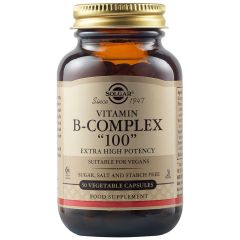 Solgar B-Complex "100" Extra High Potency 50veg.caps - όλες οι βασικές βιταμίνες Β καθώς και τις χολίνη, βιοτίνη και ινοσιτόλη