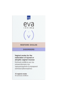 Intermed Eva restore Vaginal ovules 10ovules - ισχυρός επουλωτικός παράγοντας του κολπικού βλεννογόνου