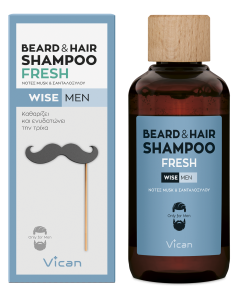 Vican Wise Men Beard & Hair shampoo fresh 200ml - Shampoo for men’ s hair and beard that cleans and moisturizes 