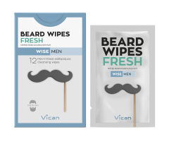 Vican Wise Men Beard Wipes Fresh 12.wipes - Μαντηλάκια καθαρισμού για τη γενειάδα του άνδρα 