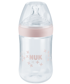 Nuk Nature Sense Baby Bottle Glass with Silicone teat 240ml - Μπιμπερό γυάλινο με θηλή