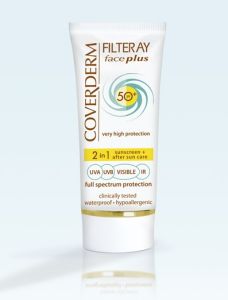 Coverderm Filteray Face Plus Normal 2in1 sunscreen/after sun cream 50ml - Ιδανική αντιηλιακή κρέμα προσώπου πόλης/θάλασσας
