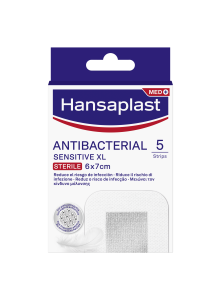 Hansaplast Antibacterial XL Sensitive Sterile patches 5pcs - Αποστειρωμένα επιθέματα με αντιμικροβιακό άργυρο