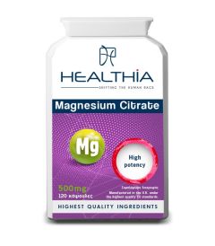 Healthia Magnesium Citrate 500mg 120.caps - φυσικό χαλαρωτικό των μυών και συμβάλλει στην καλή υγεία της καρδιάς