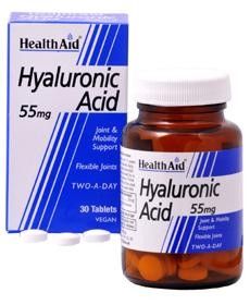 Health Aid Hyaluronic Acid 55mg 30veg.tbs - Joint Flexibility & Youthful skin