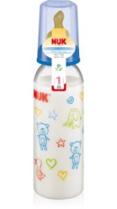 NUK Classic Plastic (PP) Feed Bottle Latex teet 240ml 1piece - Μπιμπερό πολυπροπυλενίου (PP) 