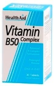 Health Aid B50 Complex 30vetabs - Ενισχυμένος συνδυασμός βιταμινών του συμπλέγματος Β 