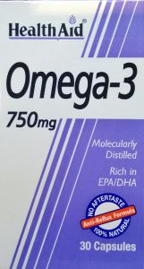Health Aid Omega 3 750mg (EPA 425mg, DHA 325mg) Capsules