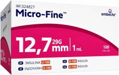 Embecta Micro-Fine Insulin syringes (ex.B.D) 0,33mm x 12,7mm (29G) 100.syringes - Σύριγγες ινσουλίνης 29G (πρώην BD)