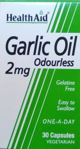 Health Aid Garlic Oil 2mg οdourless 30veg.caps - Maintenance of heart health, cholesterol and circulation