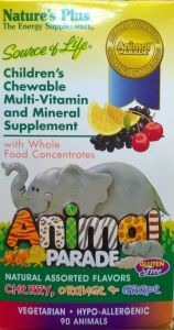 Nature's Plus Animal Parade Assorted flavor 90chw.tabs (διάφορες γεύσεις) - Παιδική πολυβιταμίνη μασώμενες ταμπλετες