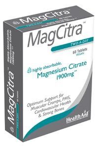 Health Aid MagCitra (Magnesium Citrate) 60tabs - Μαγνήσιο Κιτρικό 1900mg