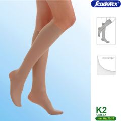 Scudotex Knee high K2 microfiber closed toe socks 23-32mmHg Daino colour - Κάλτσες Κάτω Γόνατος Κ2 με μικροΐνες, διαβαθμισμένη θεραπευτική συμπίεση, δάκτυλα εντός