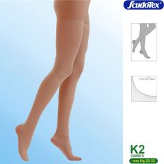Scudotex Pantyhose Class 2 with microfibers Beige (toes covered) (23-32mmHg) (445) - K2 tights (class 2) with microfibers, graduated therapeutic compression, with fine knitting, fingers inside