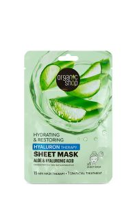 Organic Shop Sheet Mask Hydrating and restoring Hyaluron therapy 1.mask - Μάσκα Ενυδάτωσης & Αποκατάστασης με Αλόη & Υαλουρονικό 1τμχ