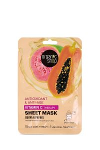 Organic Shop Sheet Mask Antioxidant & Anti-age 1.mask - Anti-Aging & Anti-Oxidation Mask with Vitamin C Guava & Papaya 1pc