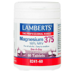 Lamberts Magnesium 375mg  (100%NRV) 60.tbs - περιέχει τις 4 σημαντικότερες μορφές αλάτων μαγνησίου (κιτρικό, ανθρακικό, οξείδιο και υδροξείδιο του μαγνησίου)