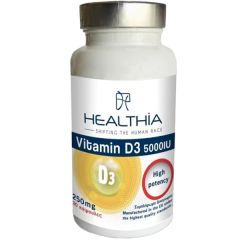 Healthia Vitamin D3 5000iu 30.softcaps - Συμπλήρωμα διατροφής με 5000 IU βιταμίνης D3