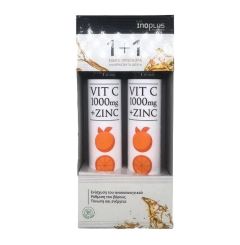Inoplus Vitamin C 1000mg + Zinc 10mg 20+20.eff.tbs - Ψευδάργυρος και βιταμίνη C σε αναβράζοντα δισκία για την τόνωση του ανοσοποιητικού