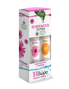 Power Health Echinacea extra with Stevia 24eff.tabs + Vitamin C 500mg 20eff.tabs - Θωρακιστείτε για το χειμώνα