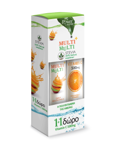 Power Health Multi-Multi with stevia 24eff.tabs & Vitamin C 20eff.tabs - Πολυβιταμινούχο & Βιταμινη C δώρο