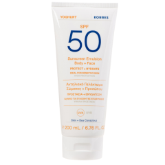 Korres Yoghurt Sunscreen Emulsion Face & Body Spf50 for Sensitive Skin 200ml - Γιαούρτι SPF50 Αντηλιακό Γαλάκτωμα Σώματος & Προσώπου
