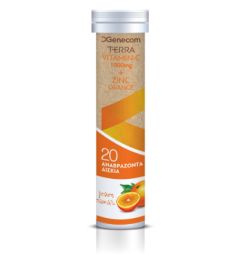 Genecom Terra Vitamin C 1000mg + Zinc Orange 20.eff.tabs - Dietary Supplement with Vitamin C & Zinc with Orange Flavor