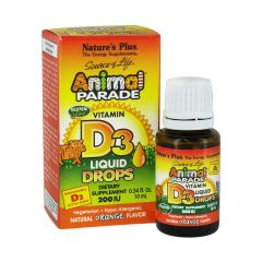 Nature's Plus Animal Parade Vitamin D3 200 iu liq.drops - Βιταμίνη D για παιδιά σε σταγόνες