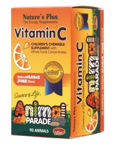 Nature's Plus Vitamin C chewable animals - Μασώμενα ζωάκια με φυσική γεύση πορτοκάλι περιέχει 125 mg βιταμίνης C