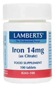 Lamberts Iron 14mg (as citrate) 100tabs - Iron supplement for better absorption