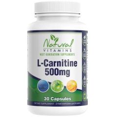 Natural Vitamins L-Carnitine 500mg 30.caps - περιέχει 500mg σε καρνιτίνη τρυγικής μορφής (l-tartrate)