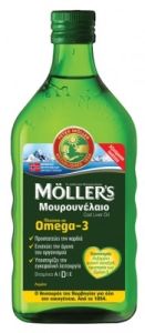 Moller's Cod Liver Oil Lemon flavor 250ml - Συνδυασμός Φυσικών Ω-3 Λιπαρών Οξέων Με Βιταμίνες D3, A Και Ε (Λεμόνι)