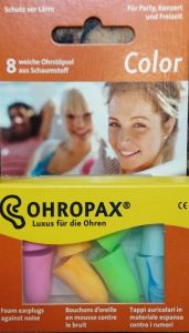 Ohropax color foam earplugs 8pcs - Anatomically shaped earplugs from skin friendly foam