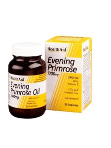 Health Aid Evening Primrose Oil (Έλαιο νυχτολούλουδου) 1000mg + Vitamin E 30caps - Καταπολεμήστε τα συμπτώματα της εμμηνόπαυσης