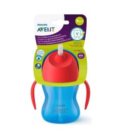 Philips Avent Bendy Straw Cup 9m+ 200ml - Κύπελλο με καλαμάκι, χρώμα μπλε