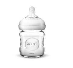 Philips Avent Natural Baby Glass bottle 120ml - Γυάλινο μπιμπερό με την εξαιρετικά μαλακή θηλή που προσομοιάζει πολύ το στήθος