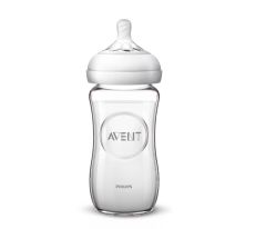 Philips Avent Natural Baby Glass bottle 240ml - Γυάλινο μπιμπερό με την εξαιρετικά μαλακή θηλή που προσομοιάζει πολύ το στήθος