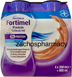 Nutricia Fortimel Protein 1.5 Kcal Chocolate 4x200ml - Υπερπρωτεϊνικό, υπερθερμιδικό πόσιμο θρεπτικό σκεύασμα γεύση σοκολάτα