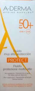 A-Derma SPF 50+ Fluid Protect Sunscreen 40ml - Αντιηλιακή λεπτόρρευστη κρέμα για ευαίσθητα δέρματα