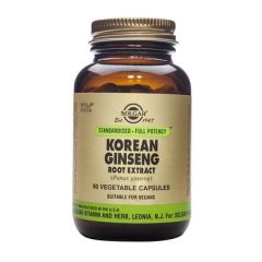 Solgar Korean Ginseng Root Extract 60veg. caps -  Προσαρμογενείς ιδιότητες: βελτιώνει την αντοχή στο σωματικό, διανοητικό stress