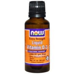Now Vitamin D-3 (1000 IU / drop) Extra Strength Liquid 30ml - Vitamin D in oral drops