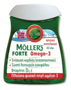 Moller's Forte Omega 3 60caps - Μαλακές κάψουλες ω-3 λιπαρών οξέων  (Μουρουνέλαιο&Ιχθυέλαιο)