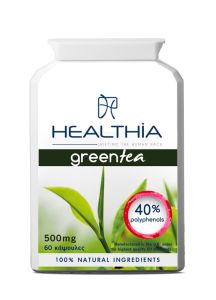 Healthia Green Tea Extract 500mg 60caps - Πράσινο τσάι σε κάψουλες 40% περιεκτικότητα σε πολυφαινόλες 