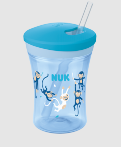 Nuk Action Cup with straw 12m+ Blue 230ml - Ποτηράκι NUK Action Cup συντροφεύει το παιδί από τους 12 μήνες και μετά