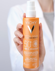 Vichy Capital Soleil Cell protect Water Fluid spray SPF50+ 200ml - Fluid spray emulsion provides advanced protection in 4 action levels (UVB, UVA, LONG UVA & antioxidant action)